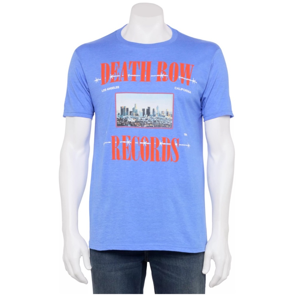 MENS DEATH ROW RECORDS LA X-LARGE LT BLUE T-SHIRT SHORT SLEEVES LIGHTWEIGHT
